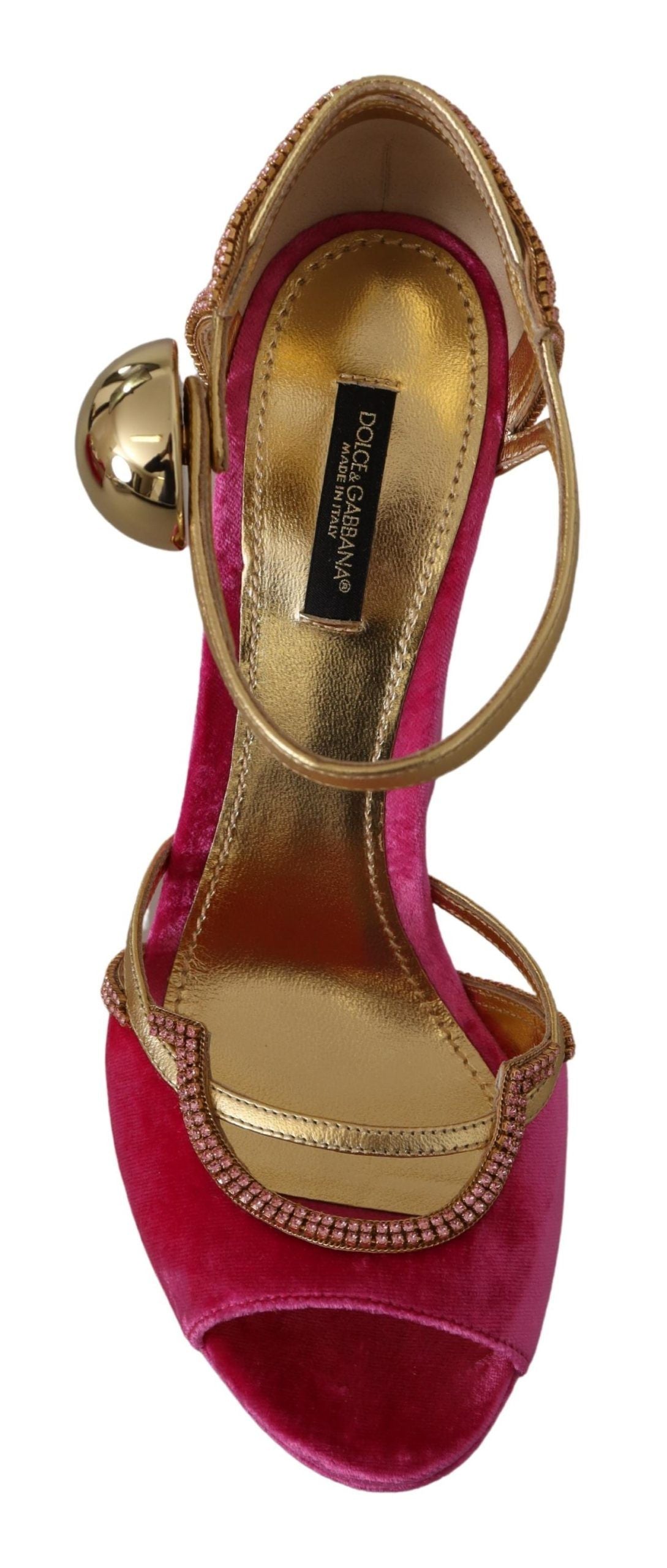 Dolce & Gabbana Ethereal Pink Velvet Crystal Sandals - EU39.5/US9