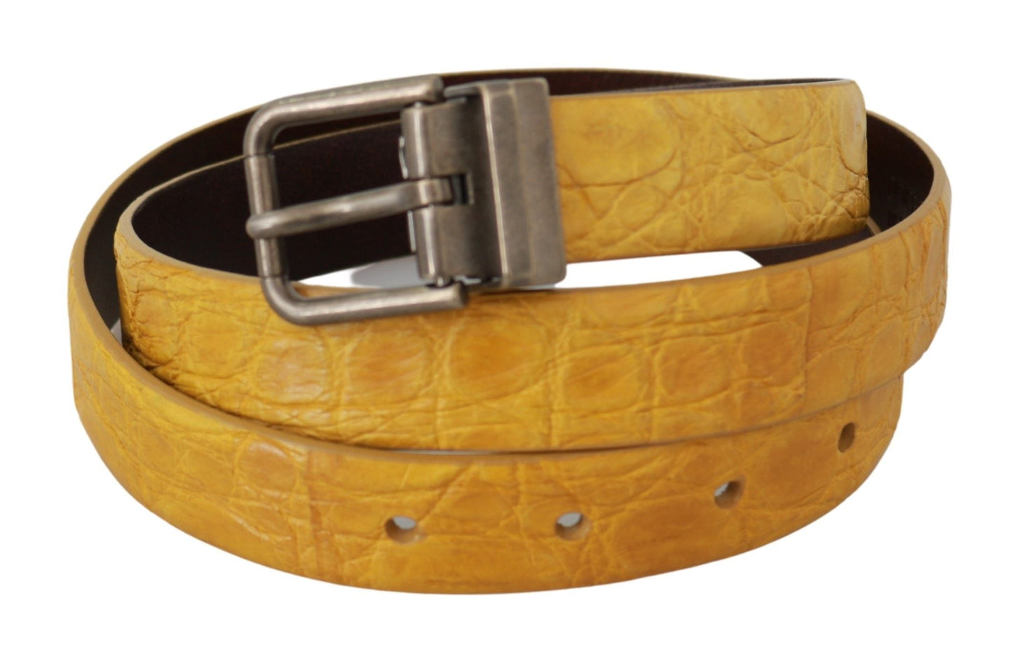 Dolce & Gabbana Exotic Yellow Animal Pattern Leather Belt - 95 cm / 38 Inches