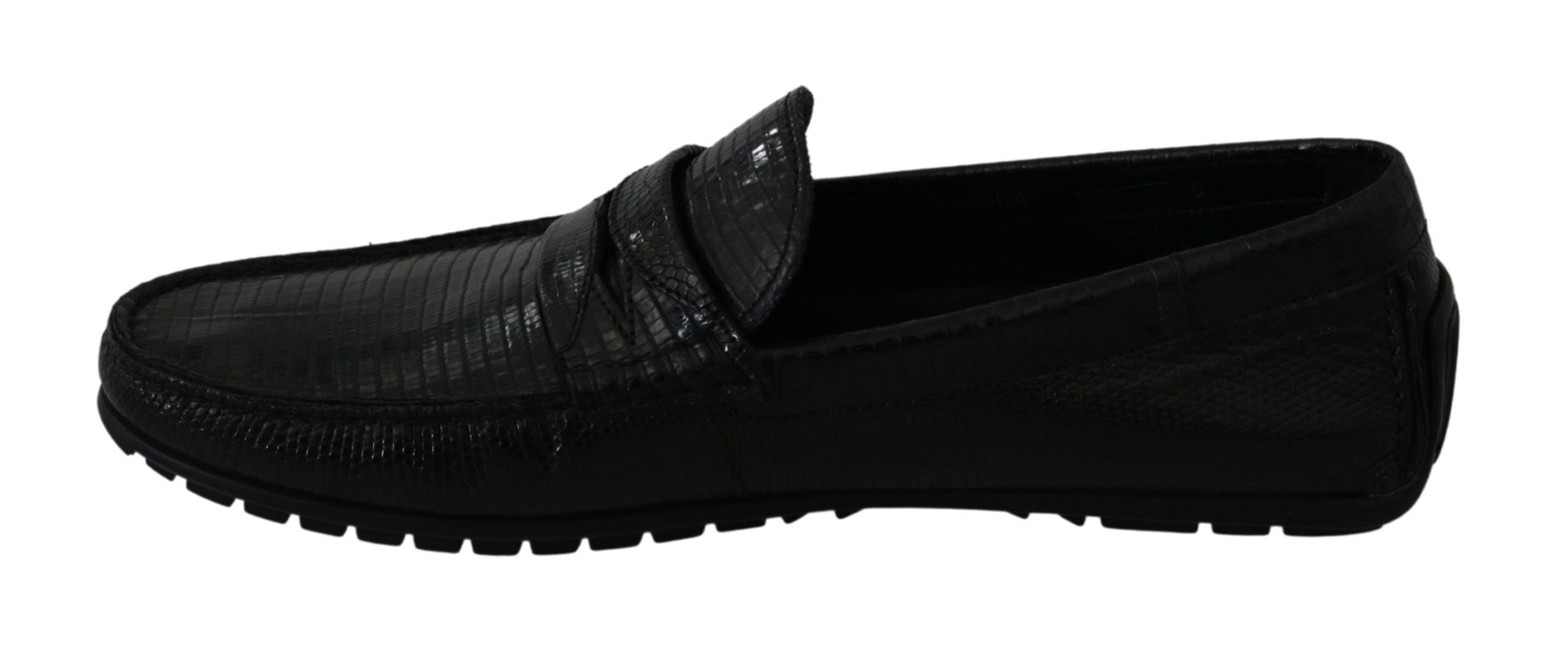 Dolce & Gabbana Exquisite Black Lizard Leather Loafers - EU39/US6