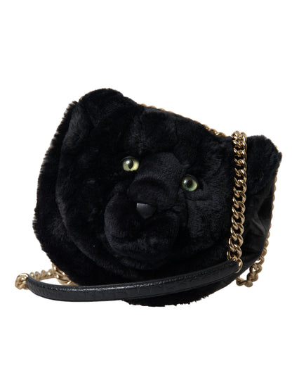 Dolce & Gabbana Exquisite Croc-Embossed Panther Shoulder Bag