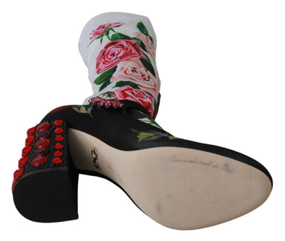 Dolce & Gabbana Floral Embellished Socks Boots - EU38/US7.5