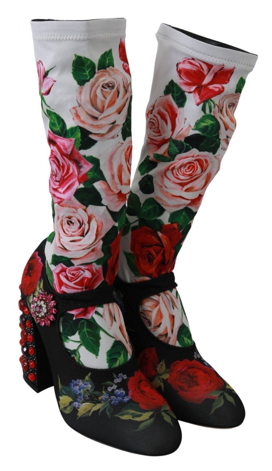 Dolce & Gabbana Floral Embellished Socks Boots - EU38/US7.5