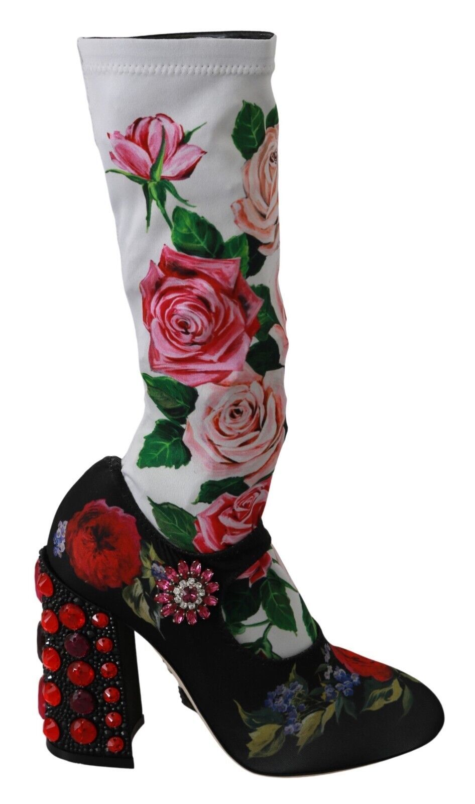 Dolce & Gabbana Floral Embellished Socks Boots - EU38/US7.5