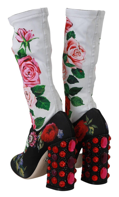 Dolce & Gabbana Floral Embellished Socks Boots - EU38/US7.5