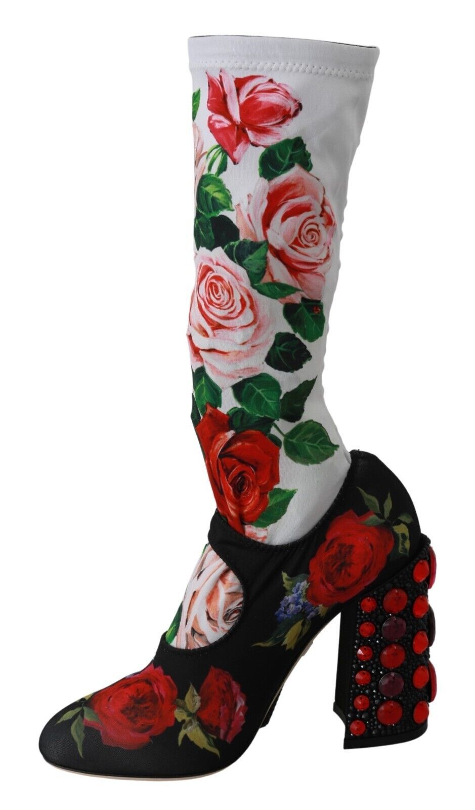 Dolce & Gabbana Floral Embellished Socks Boots - EU38/US7.5