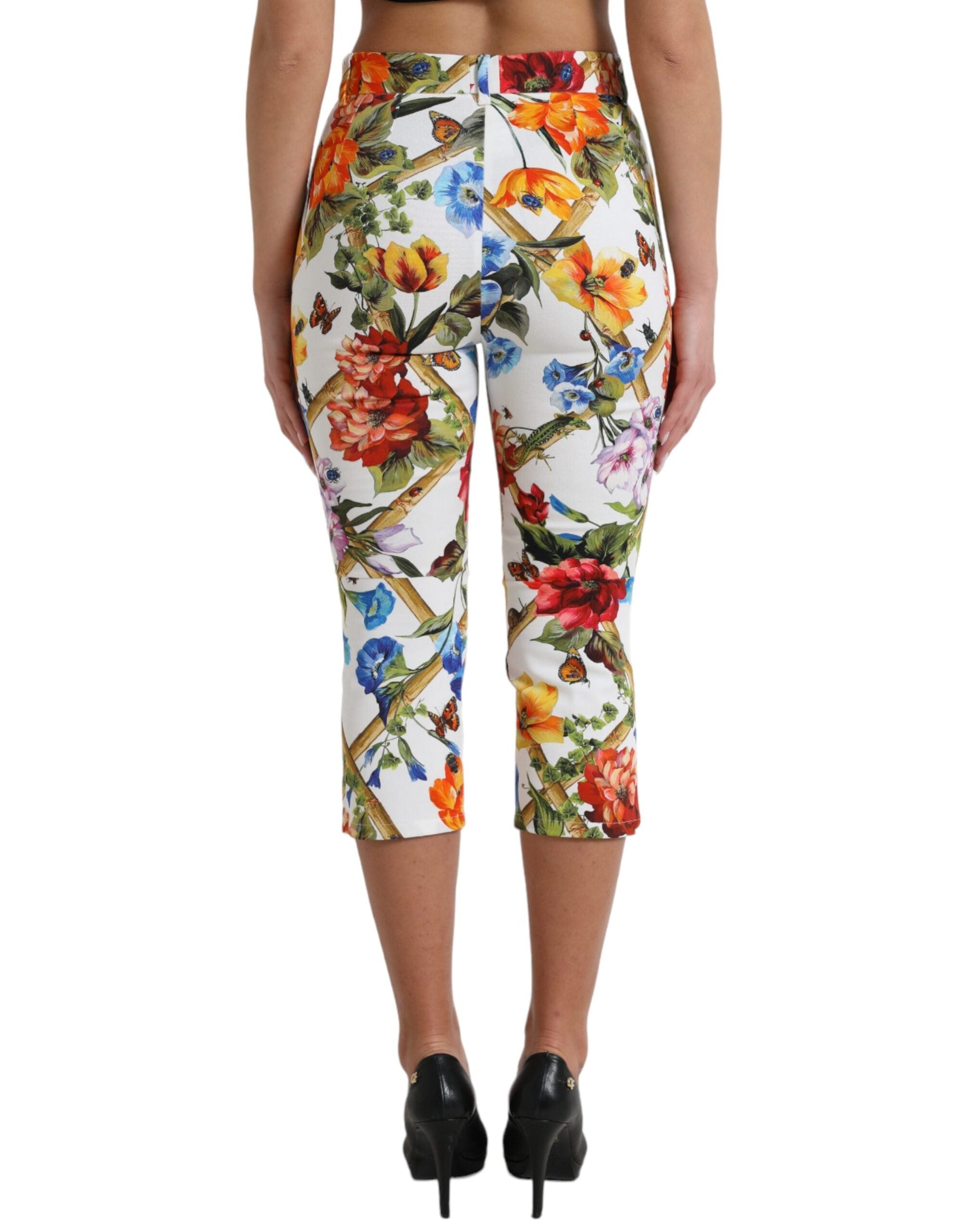 Dolce & Gabbana Floral High Waist Cropped Fashion Pants - IT40|S