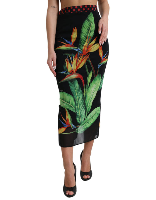 Dolce & Gabbana Floral High Waist Silk Midi Skirt - IT36 | XS