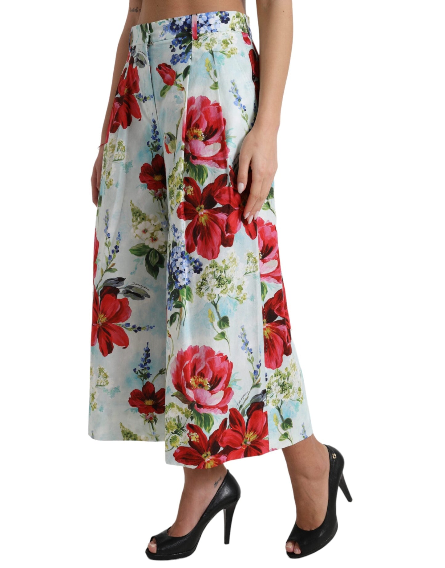 Dolce & Gabbana Floral High Waist Wide Leg Pants - IT42|M