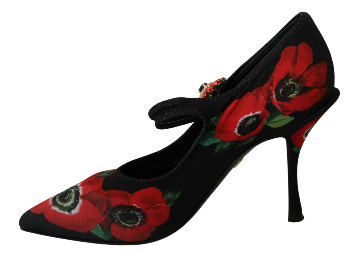 Dolce & Gabbana Floral Mary Janes Pumps with Crystal Detail - EU36/US5.5