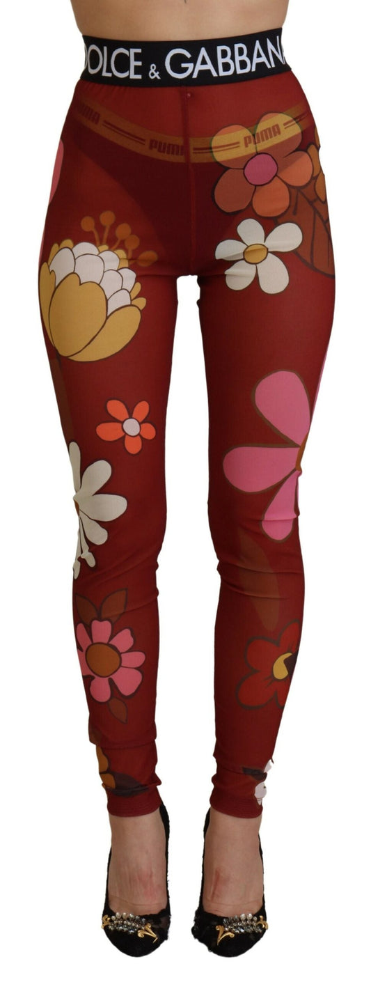 Dolce & Gabbana Floral Red High Waist Leggings - IT38 | XS