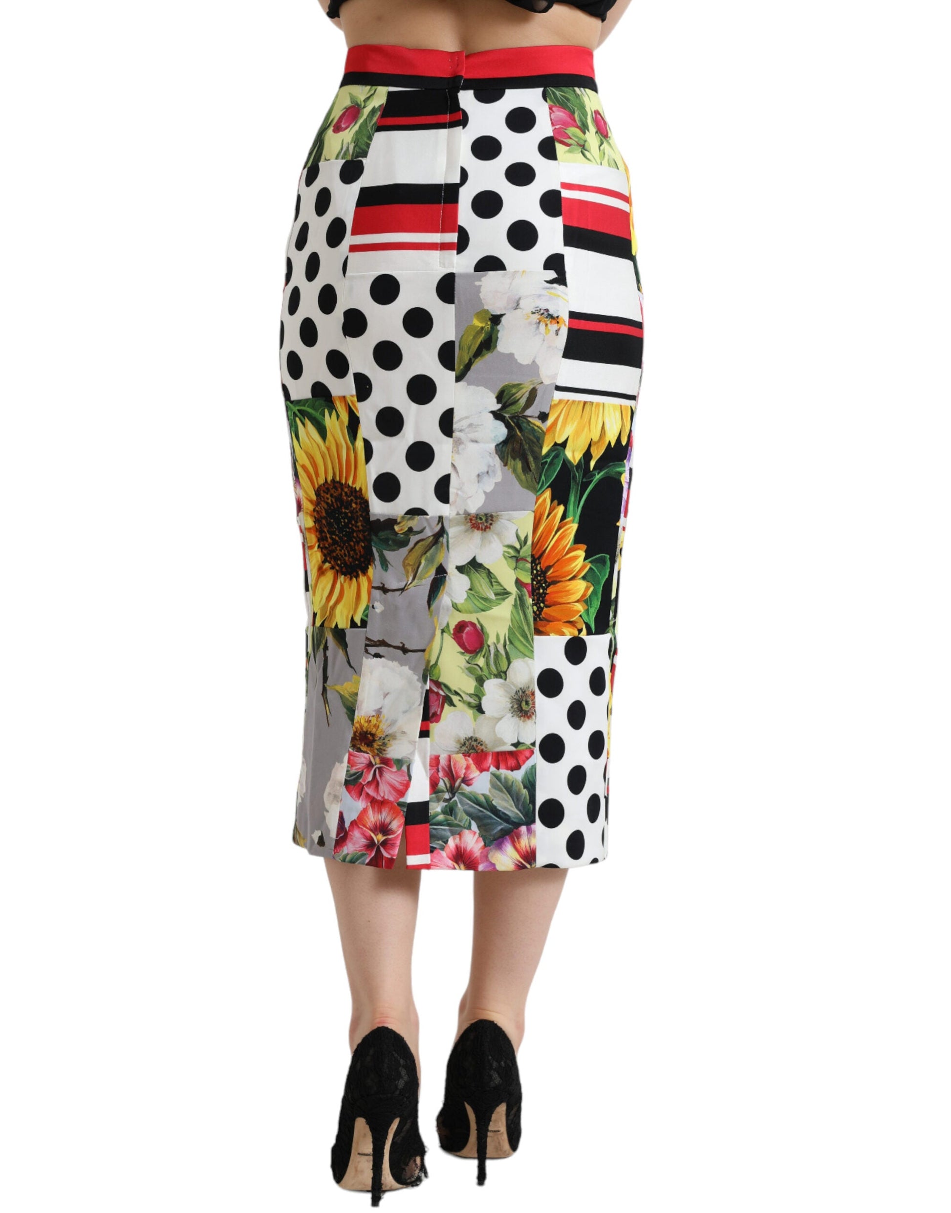 Dolce & Gabbana Glamorous High Waist Patchwork Midi Skirt - IT38 | XS