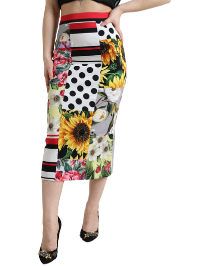 Dolce & Gabbana Glamorous High Waist Patchwork Midi Skirt - IT38 | XS