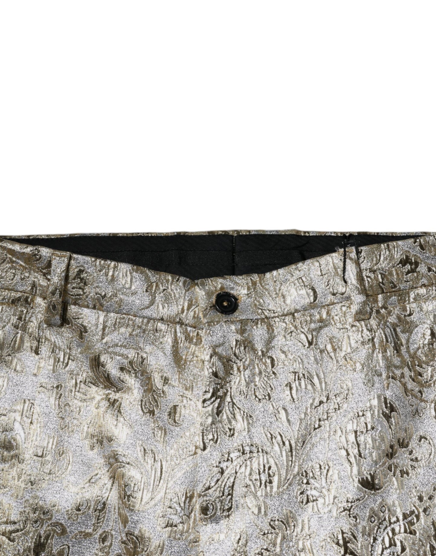 Dolce & Gabbana Gold Floral Jacquard Men Dress Pants - IT48 | M