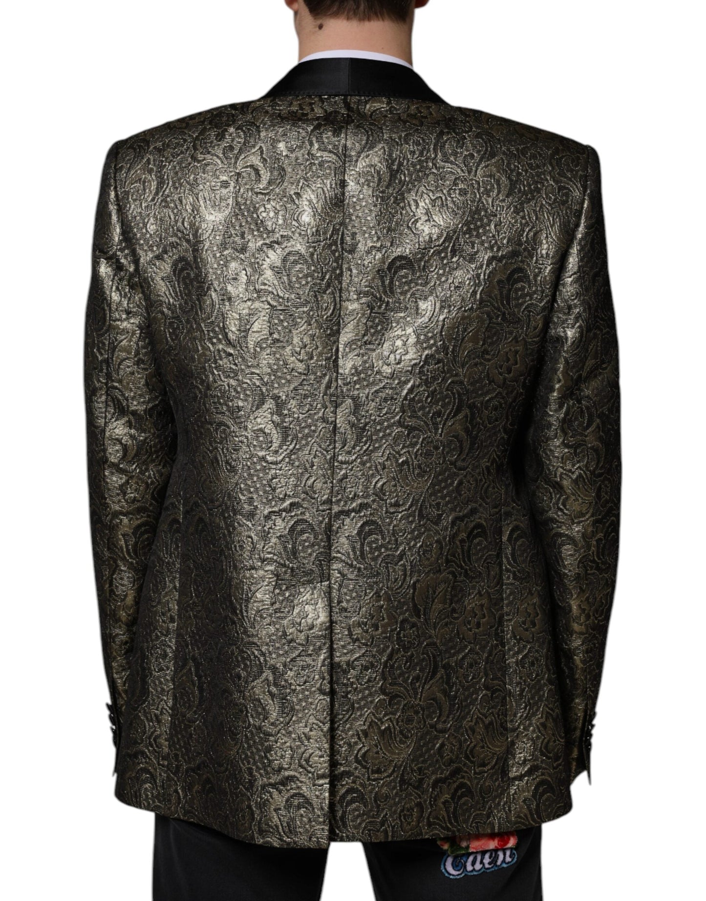 Dolce & Gabbana Gold SICILIA Jacquard Single Breasted Coat Blazer - IT58 | 3XL