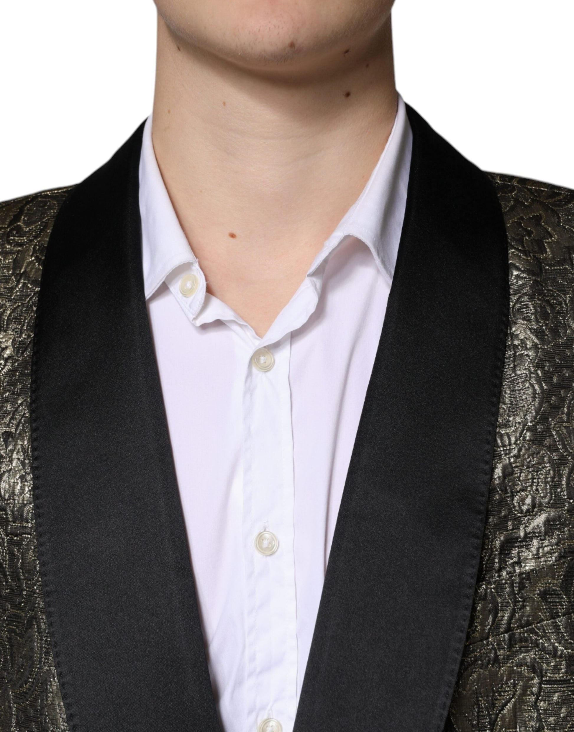 Dolce & Gabbana Gold SICILIA Jacquard Single Breasted Coat Blazer - IT58 | 3XL