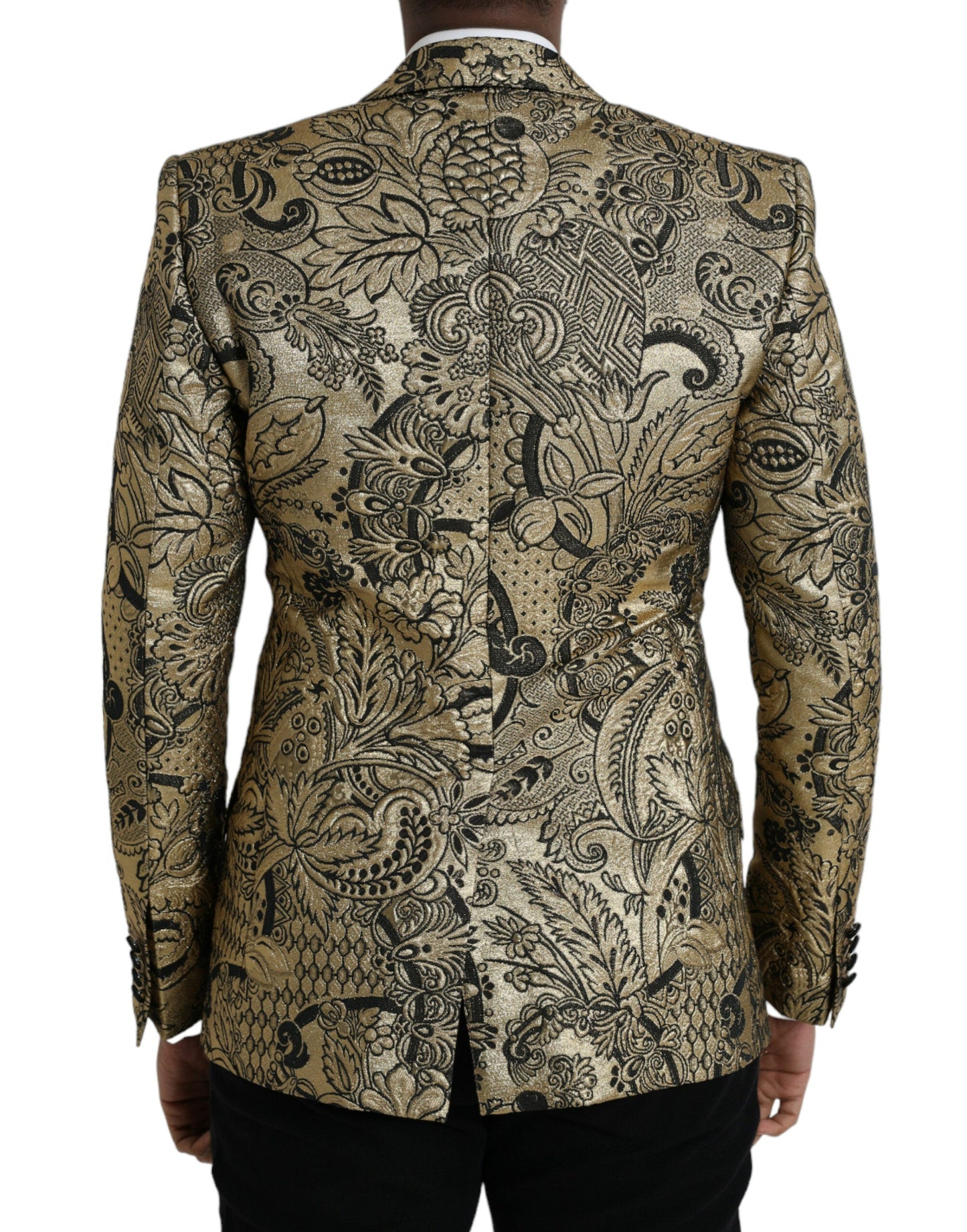 Dolce & Gabbana Gold SICILIA Jacquard Single Breasted Coat Blazer - IT48 | M