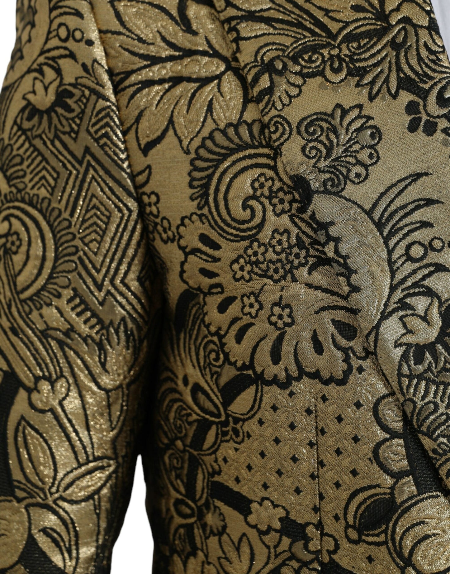 Dolce & Gabbana Gold SICILIA Jacquard Single Breasted Coat Blazer - IT48 | M