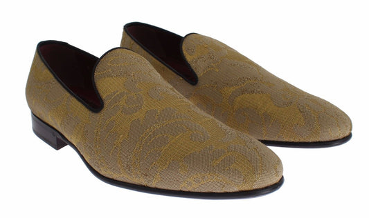 Dolce & Gabbana Golden Baroque Silk Dress Loafers - EU39/US6