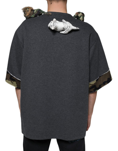 Dolce & Gabbana Gray Camouflage Animal Stuff Cotton T-shirt - IT52 | XL