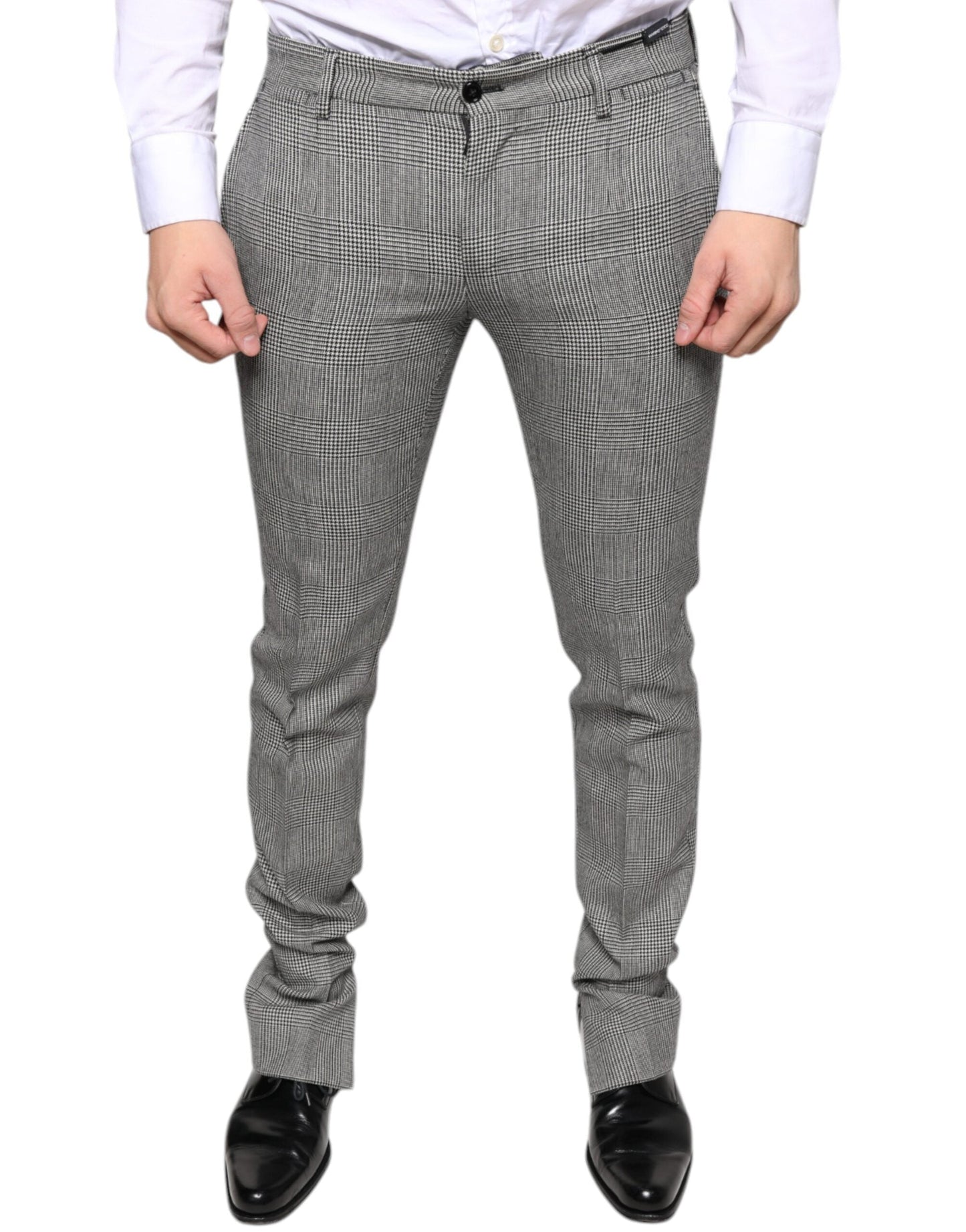 Dolce & Gabbana Gray Check Tartan Wool Skinny Pants - IT48 | M