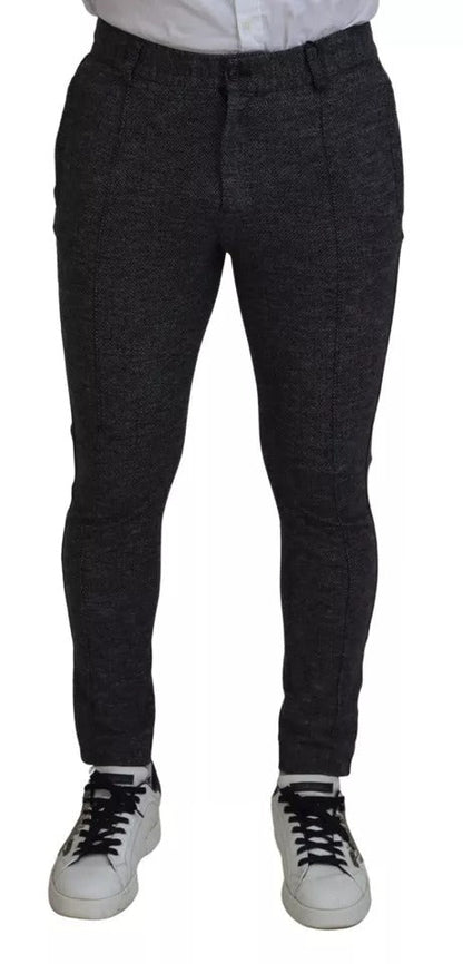 Dolce & Gabbana Gray Chevron Viscose Skinny Pants - IT48 | M