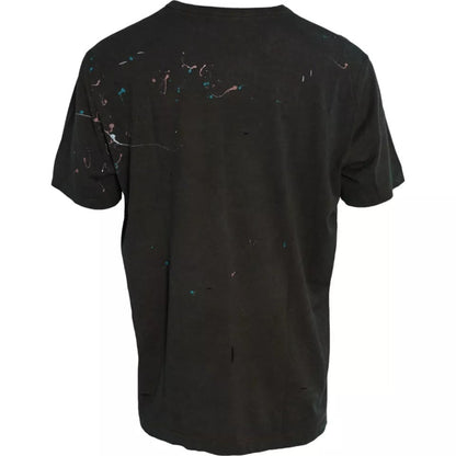 Dolce & Gabbana Gray Color Splash Cotton Crew Neck T-shirt - IT60 | 3XL