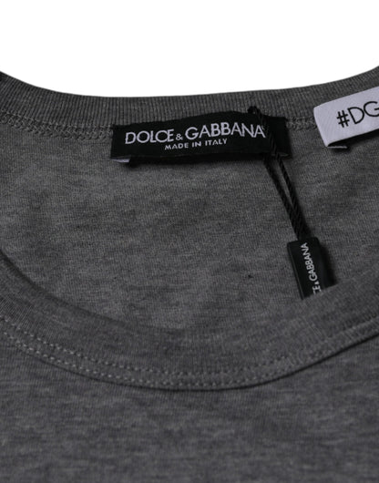 Dolce & Gabbana Gray Cotton #DGFamily Short Sleeves T-shirt - IT52 | XL