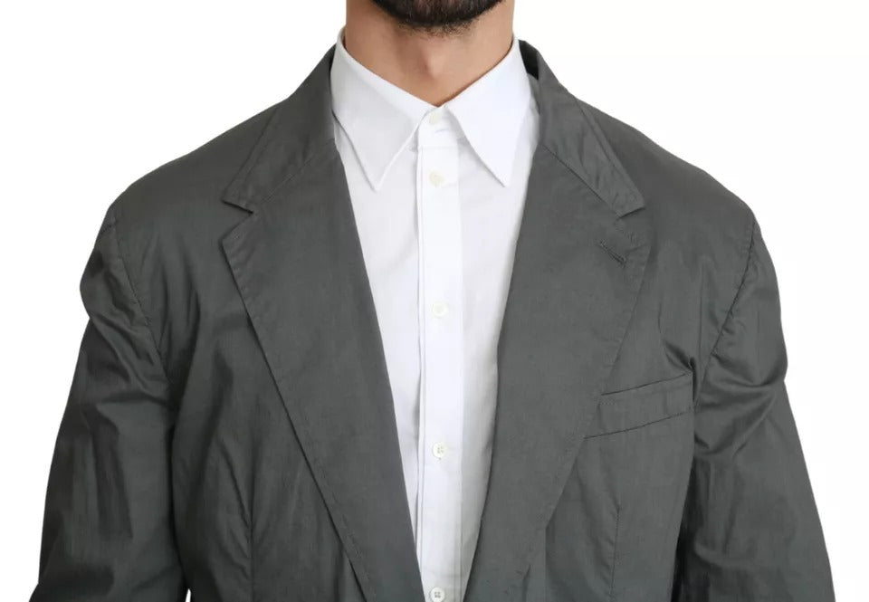 Dolce & Gabbana Gray Cotton Single Breasted Formal Blazer - IT56 | XL