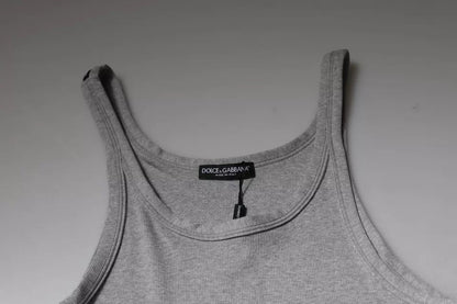 Dolce & Gabbana Gray Cotton Sleeveless Round Neck Tank T-shirt - IT48 | M