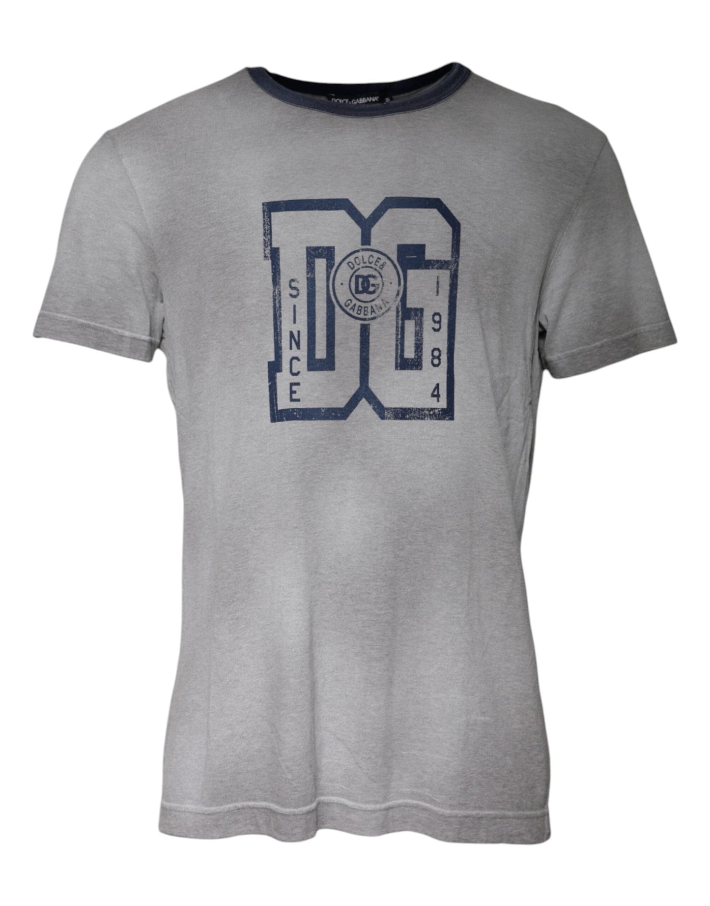 Dolce & Gabbana Gray Logo Print Cotton Crew Neck T-shirt - IT50 | L