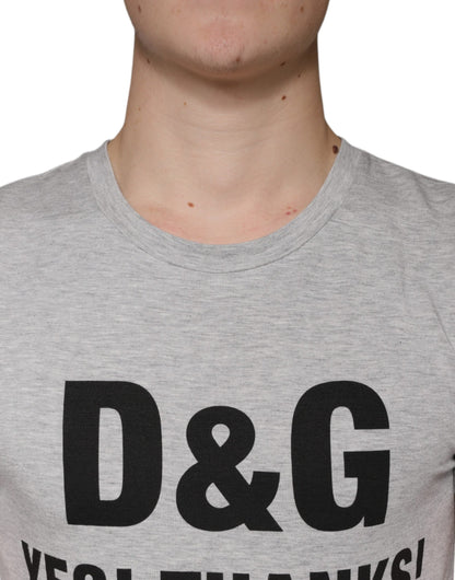 Dolce & Gabbana Gray Logo Print Crewneck Short Sleeve T-shirt - IT44 | XS