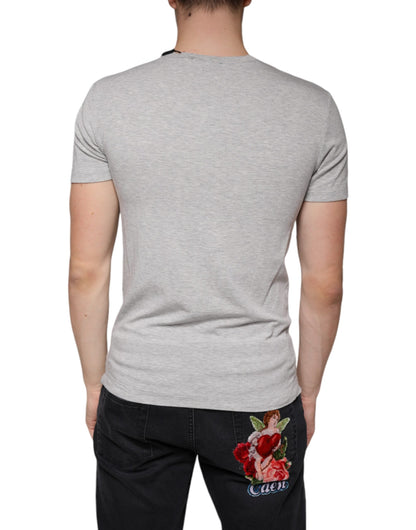 Dolce & Gabbana Gray Logo Print Crewneck Short Sleeve T-shirt - IT44 | XS