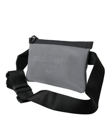 Dolce & Gabbana Gray Neoprene Logo Zip Waist Fanny Pack Belt Pouch Bag