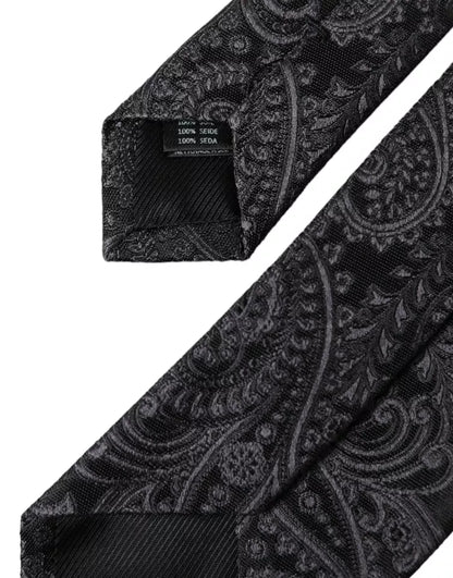 Dolce & Gabbana Gray Patterned 100% Silk Adjustable Men Tie