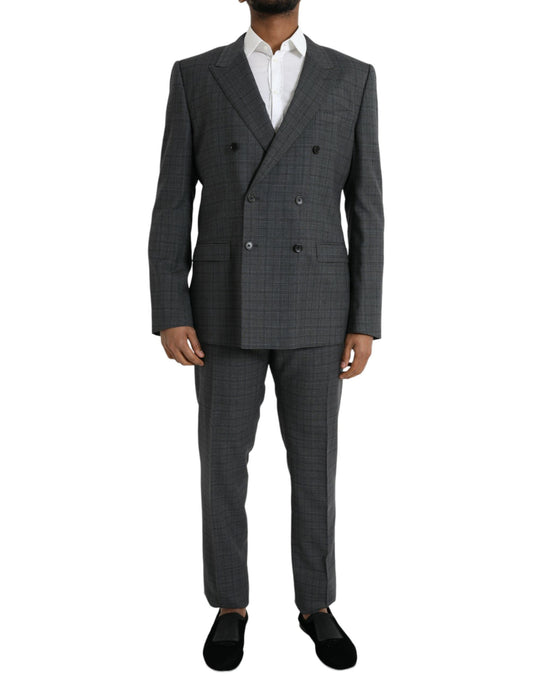 Dolce & Gabbana Gray Plaid Wool MARTINI Formal 2 Piece Suit - IT54 | XL