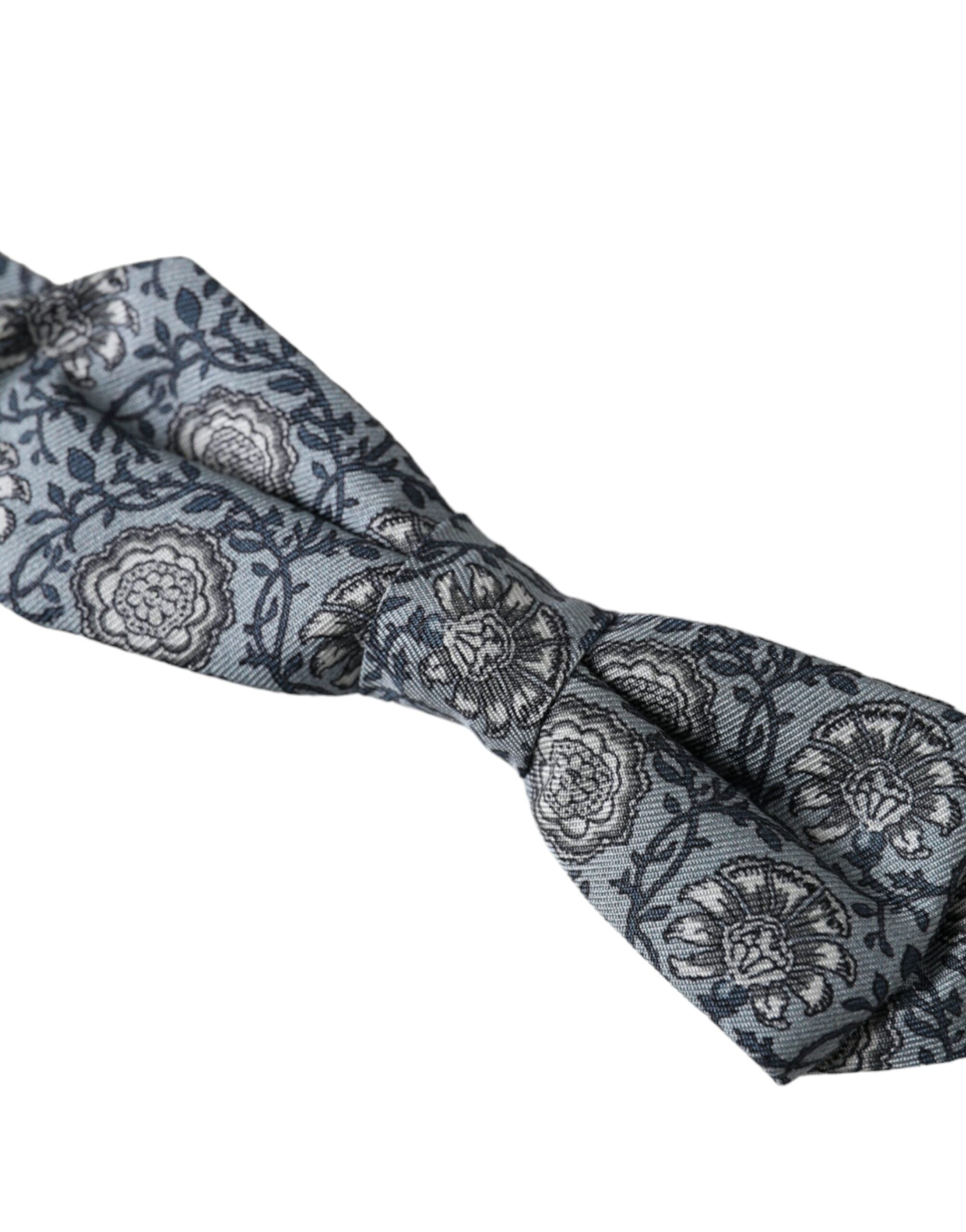 Dolce & Gabbana Gray Silk Patterned Adjustable Neck Men Bow Tie