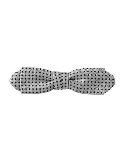 Dolce & Gabbana Gray Silk Polka Dot Adjustable Neck Men Papillon Bow Tie