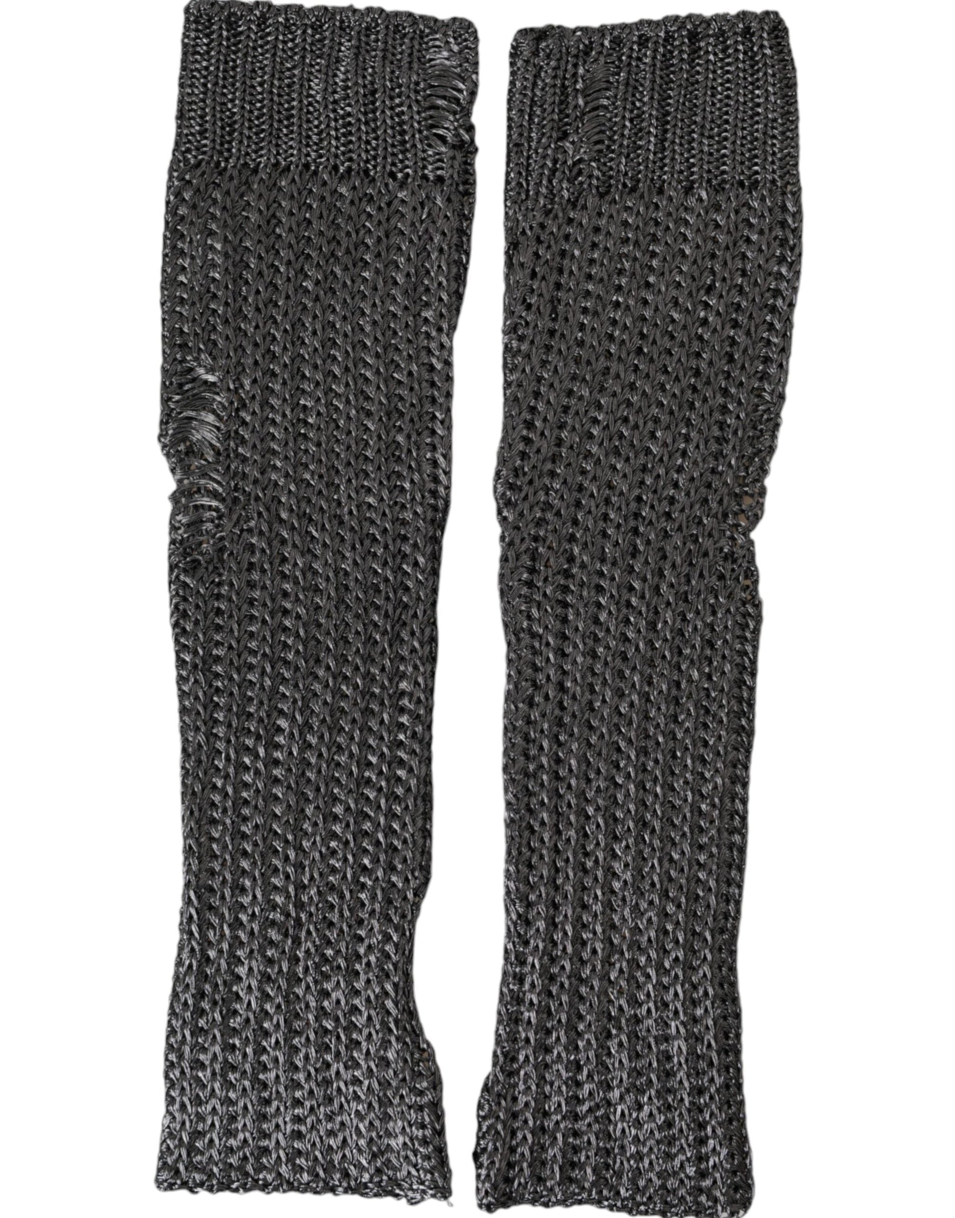 Dolce & Gabbana Gray Viscose Knitted Finger Less Gloves - 7.5|S