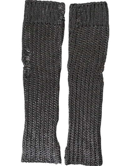 Dolce & Gabbana Gray Viscose Knitted Finger Less Gloves - 7.5|S