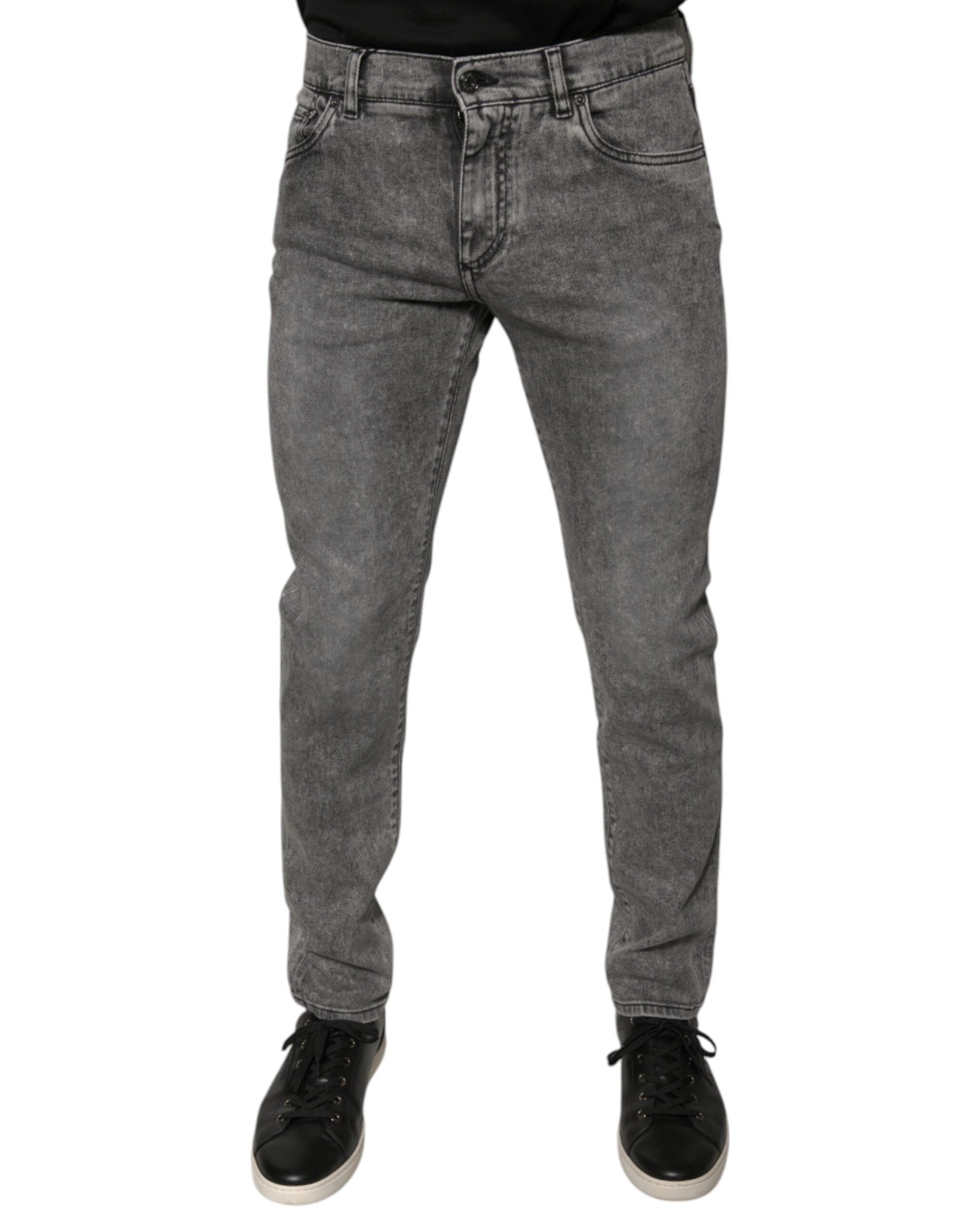 Dolce & Gabbana Gray Washed Cotton Skinny Denim Jeans - IT48 | M