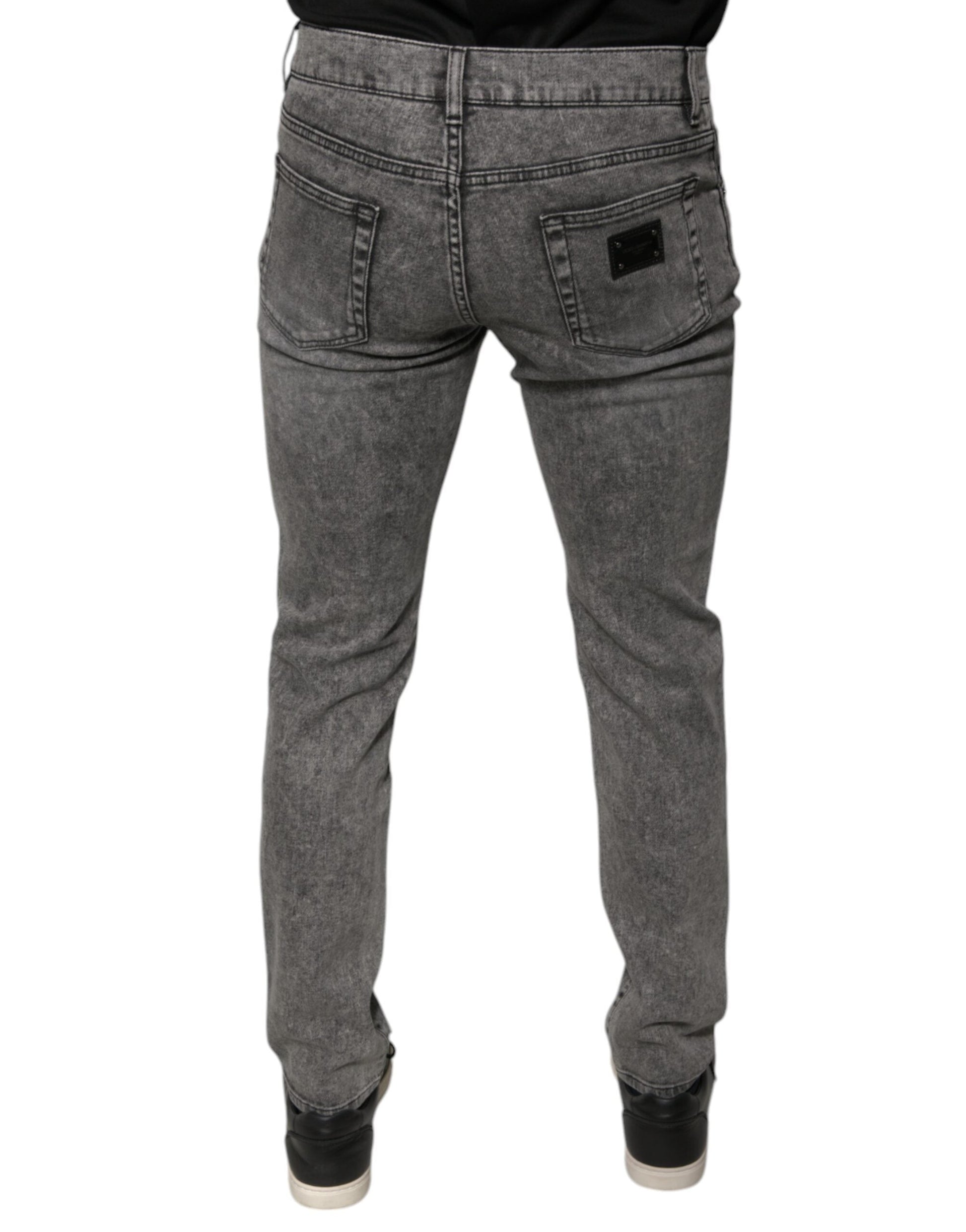 Dolce & Gabbana Gray Washed Cotton Skinny Denim Jeans - IT48 | M