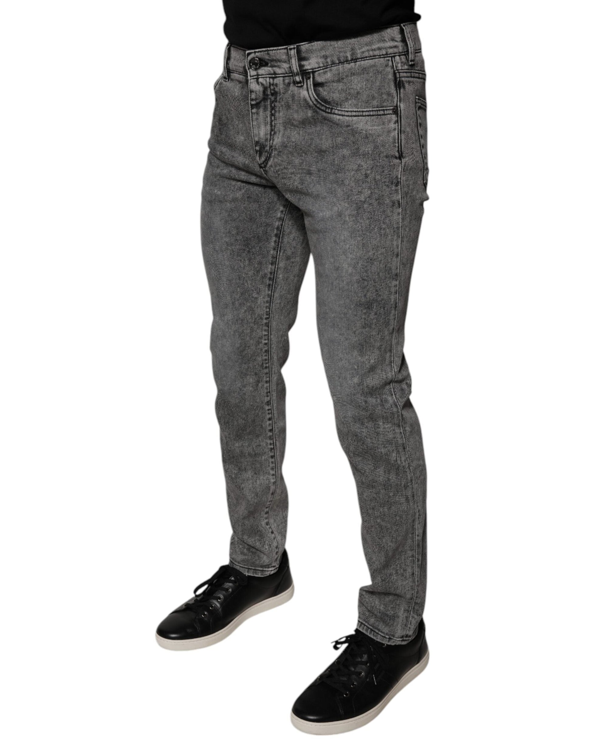 Dolce & Gabbana Gray Washed Cotton Skinny Denim Jeans - IT48 | M