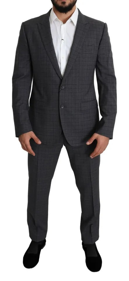 Dolce & Gabbana Gray Wool Men Formal 2 Piece MARTINI Suit - IT52 | XL