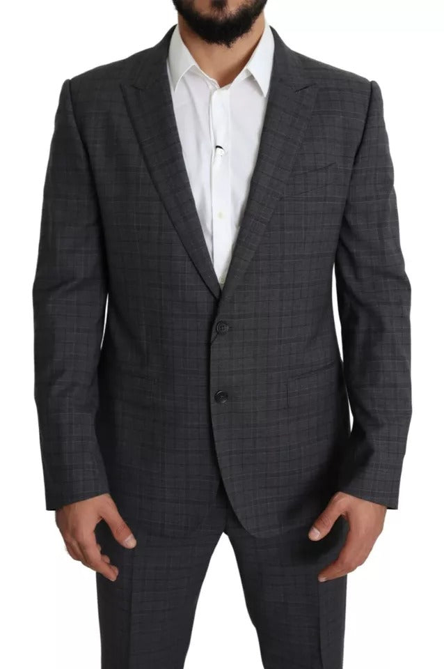 Dolce & Gabbana Gray Wool Men Formal 2 Piece MARTINI Suit - IT52 | XL