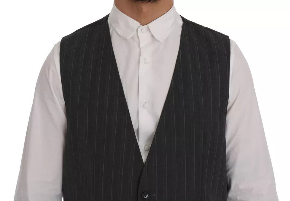 Dolce & Gabbana Gray Wool Stretch Gilet Waistcoat Vest - IT52 | XL