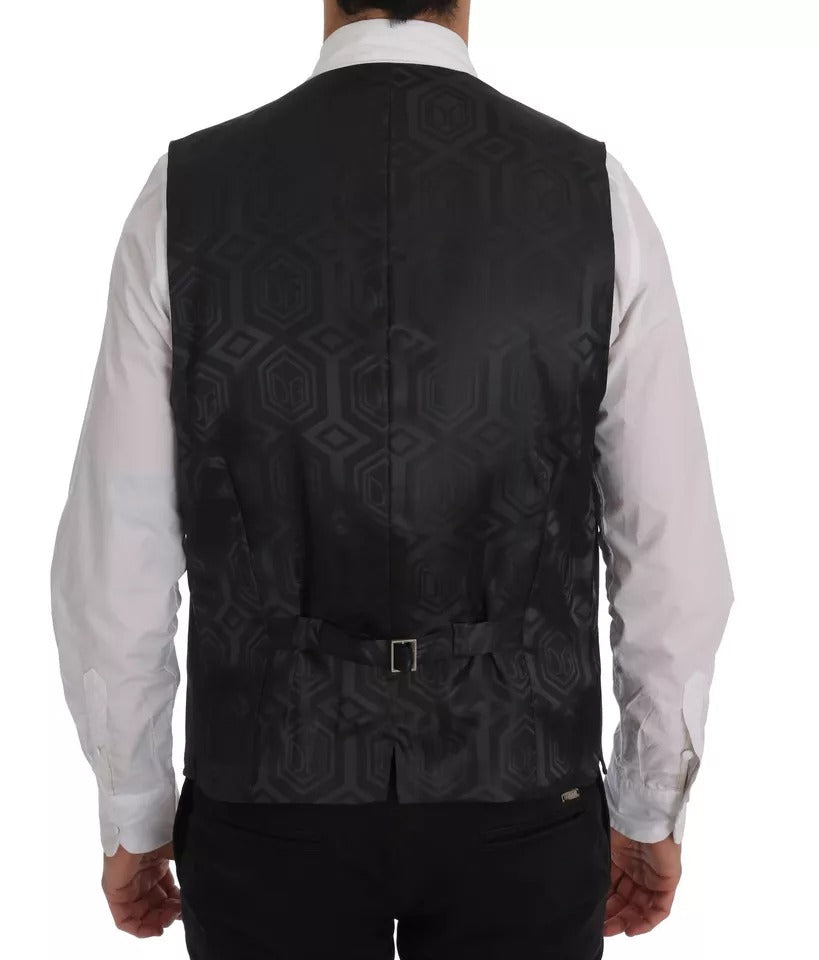 Dolce & Gabbana Gray Wool Stretch Gilet Waistcoat Vest - IT52 | XL