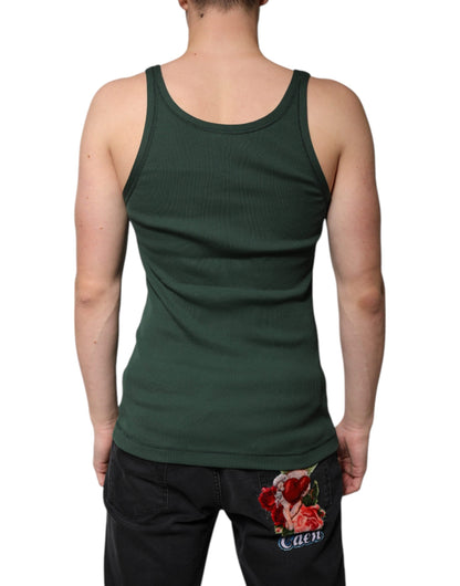 Dolce & Gabbana Green Cotton Sleeveless Round Neck Tank T-shirt - IT48 | M