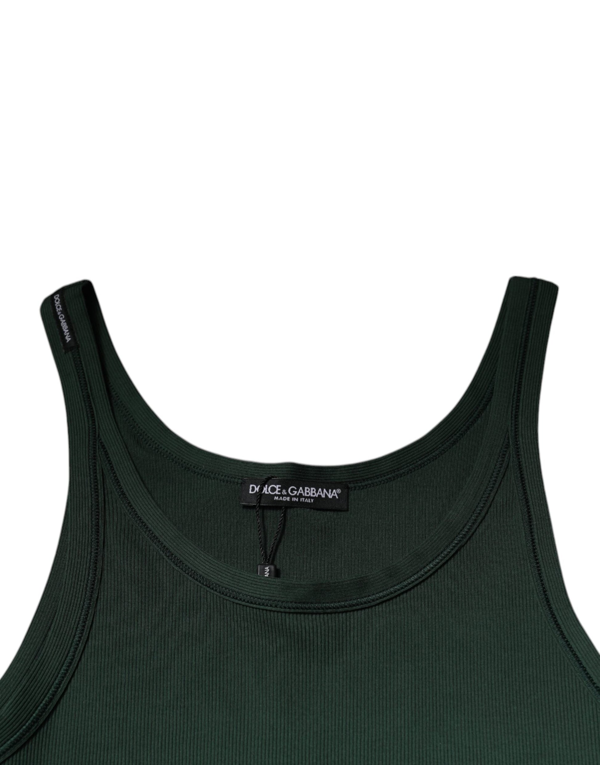 Dolce & Gabbana Green Cotton Sleeveless Round Neck Tank T-shirt - IT48 | M