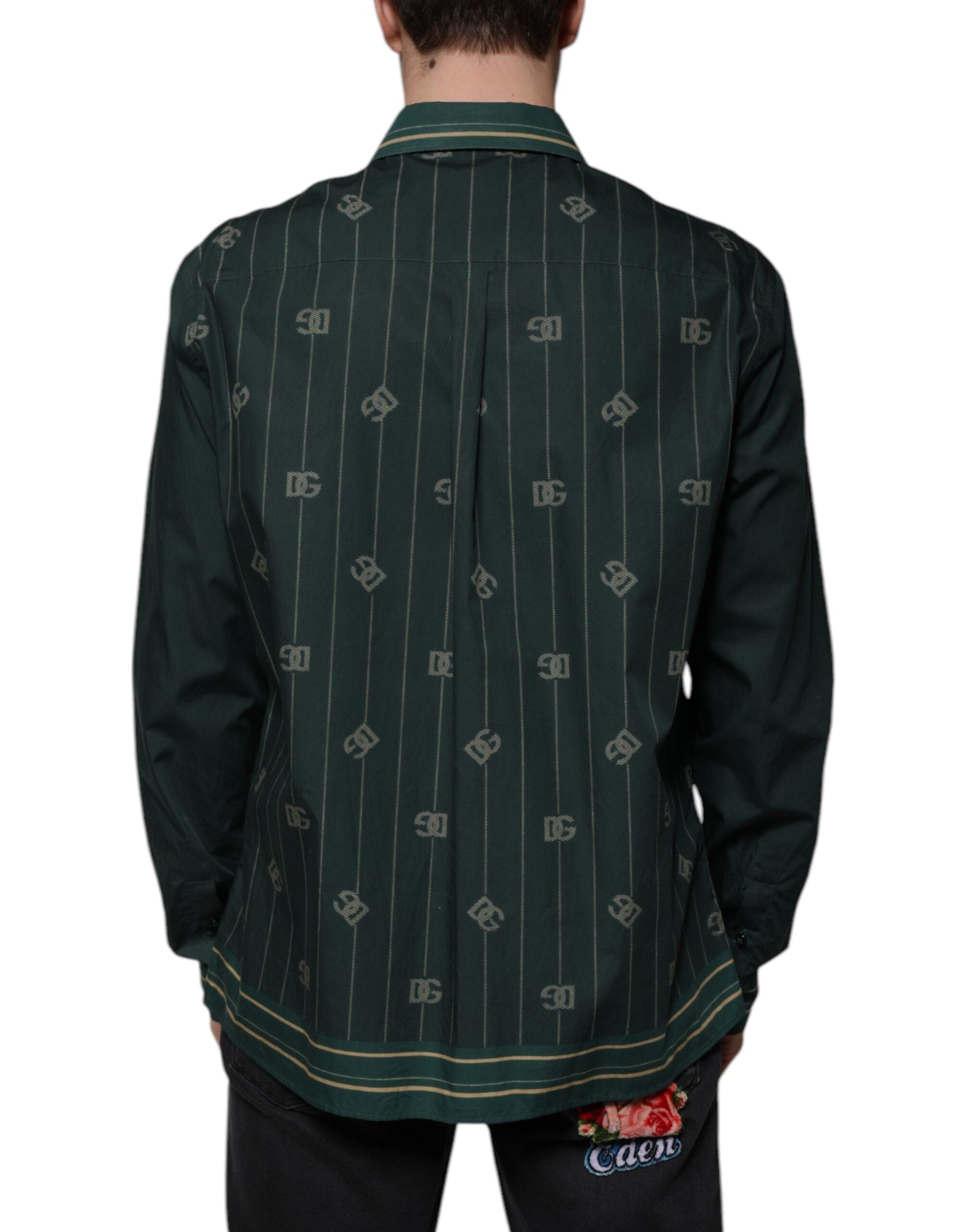 Dolce & Gabbana Green Logo Long Sleeve MARTINI Casual Shirt - IT40 | M