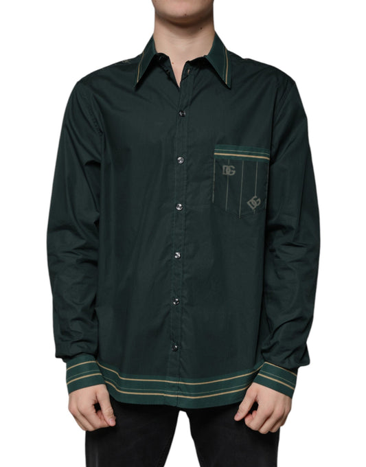 Dolce & Gabbana Green Logo Long Sleeve MARTINI Casual Shirt - IT40 | M